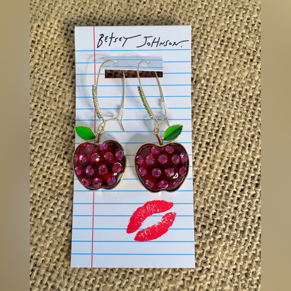 Betsey Johnson Red Apple Earrings